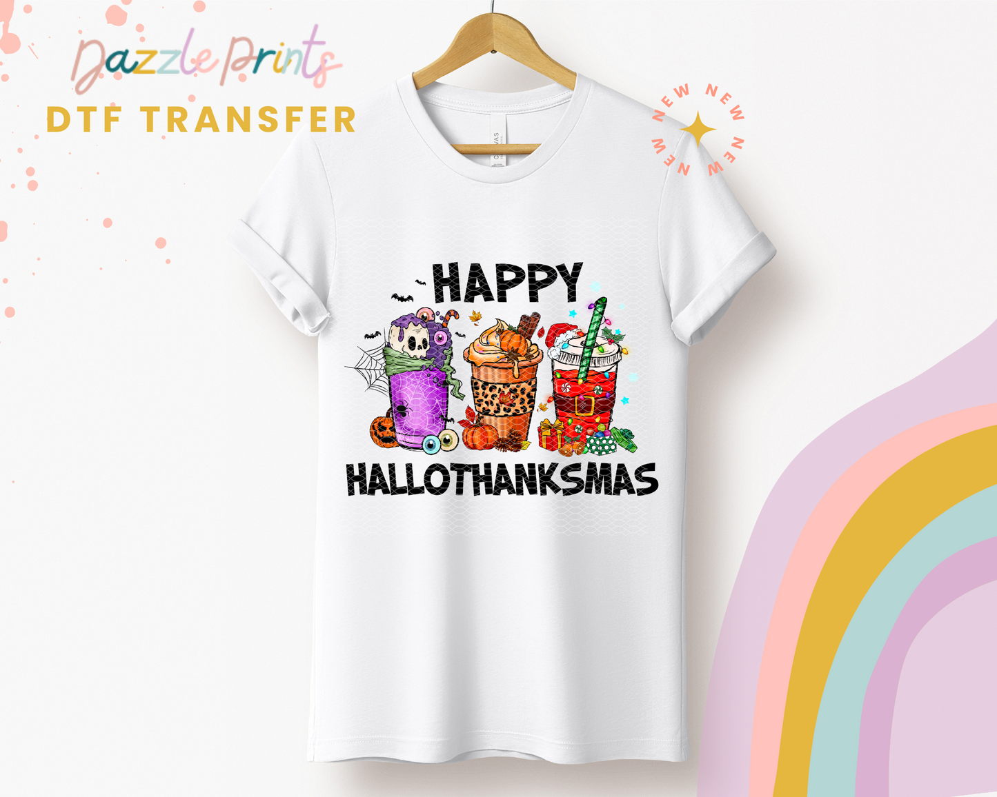 happy hallothanksmas DTF Transfer