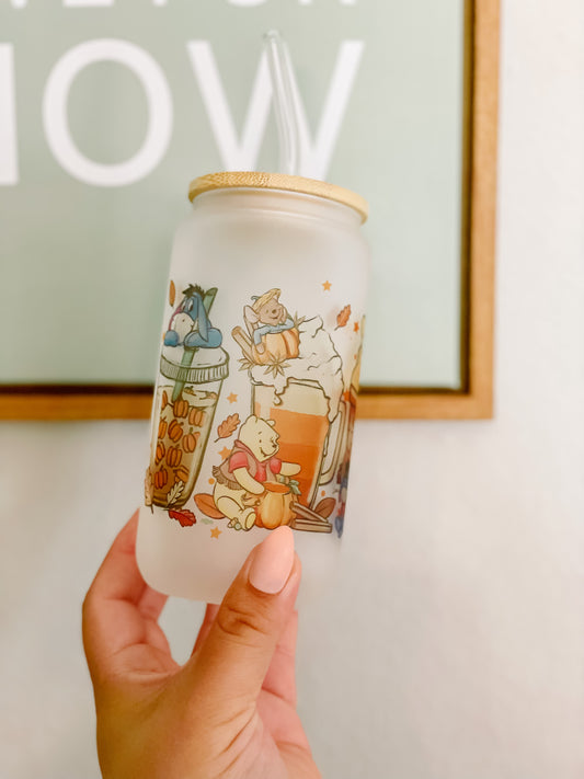 Fall Pooh Frappe Glass Cup