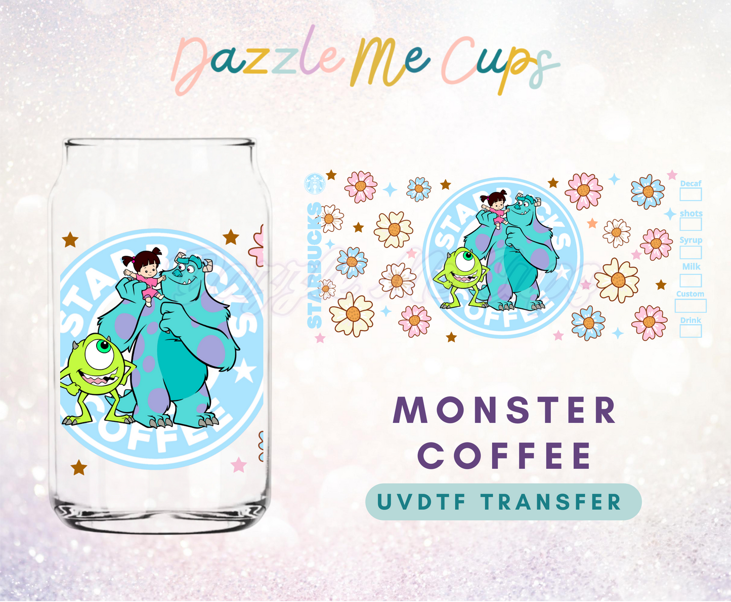Monsters Coffee  UVDTF Transfer