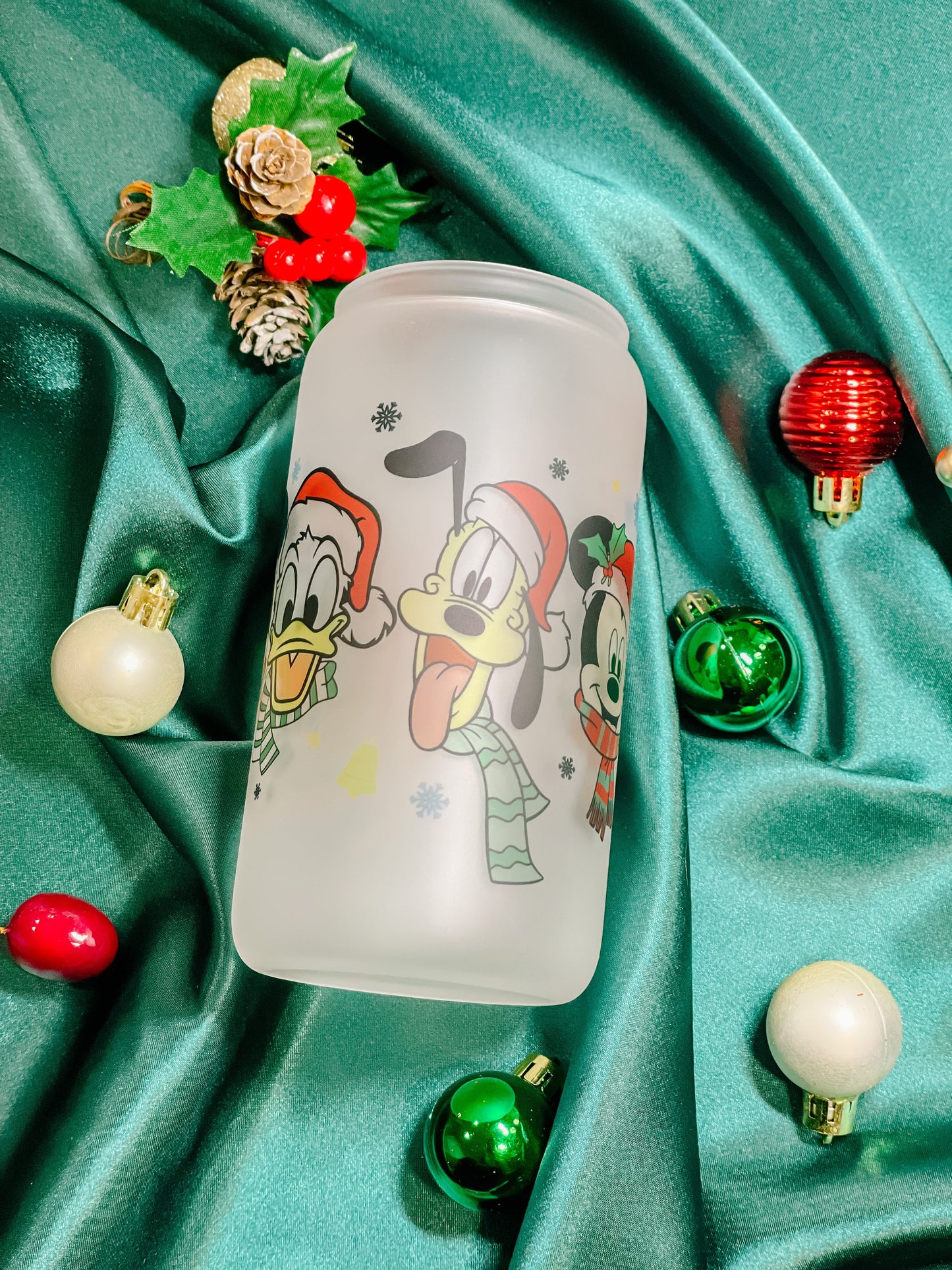 Mickey and Friends Holiday Glass Cup