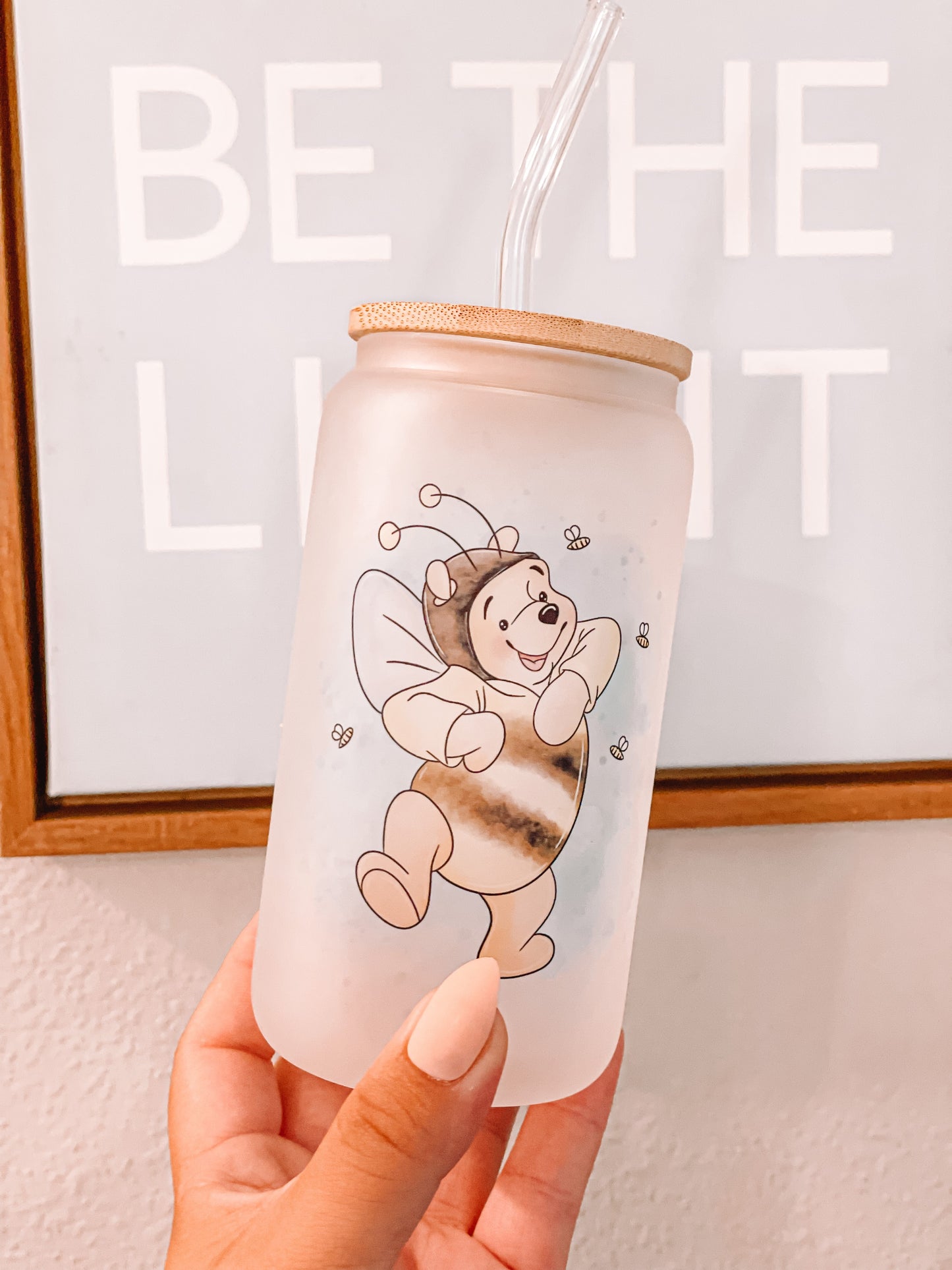 Bee Pooh Glass Cup